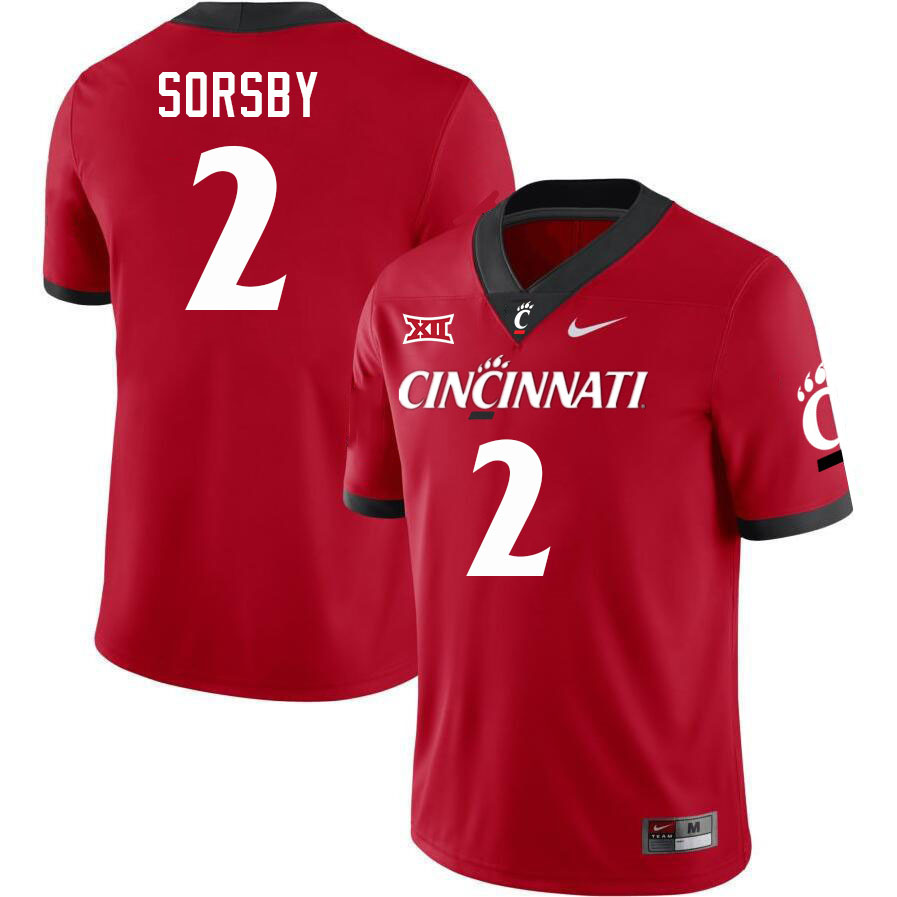 Cincinnati Bearcats #2 Brendan Sorsby College Football Jerseys Stitched-Red